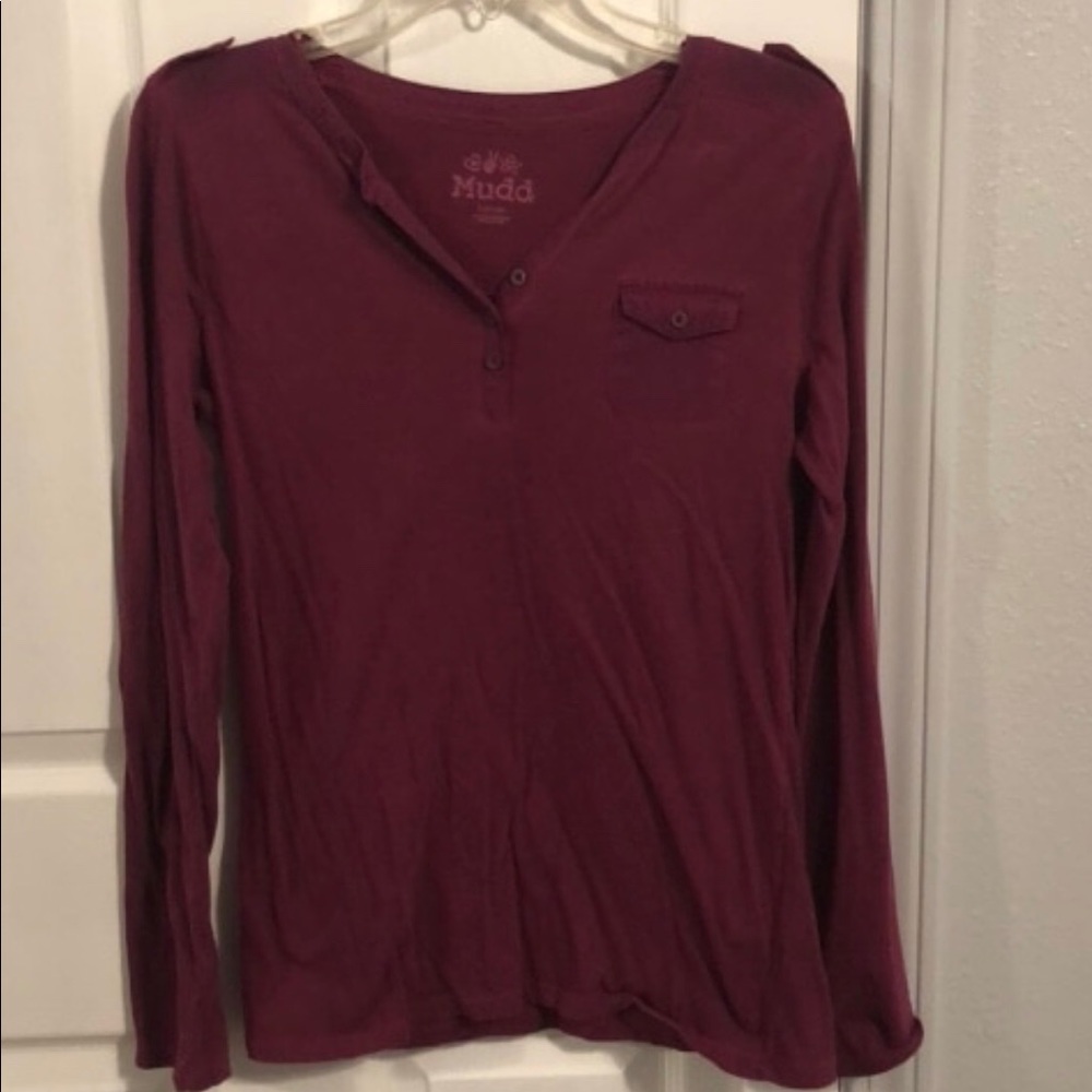 Long sleeved maroon shirt